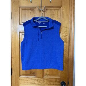 Antigua Mens Blue Quarter Zip Sleeveless Golf Vest Size Large